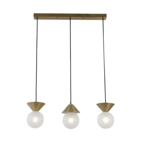 Harjatud messingist lineaarsed 3-valgused ripatslamp