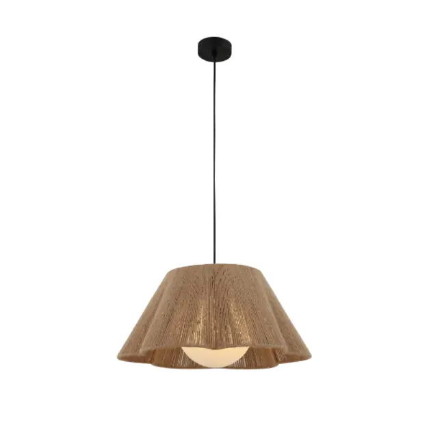 Kanepi köiega ja klaasist varjuga ripplamp